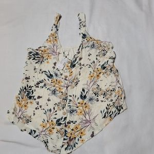 Floral button front tank